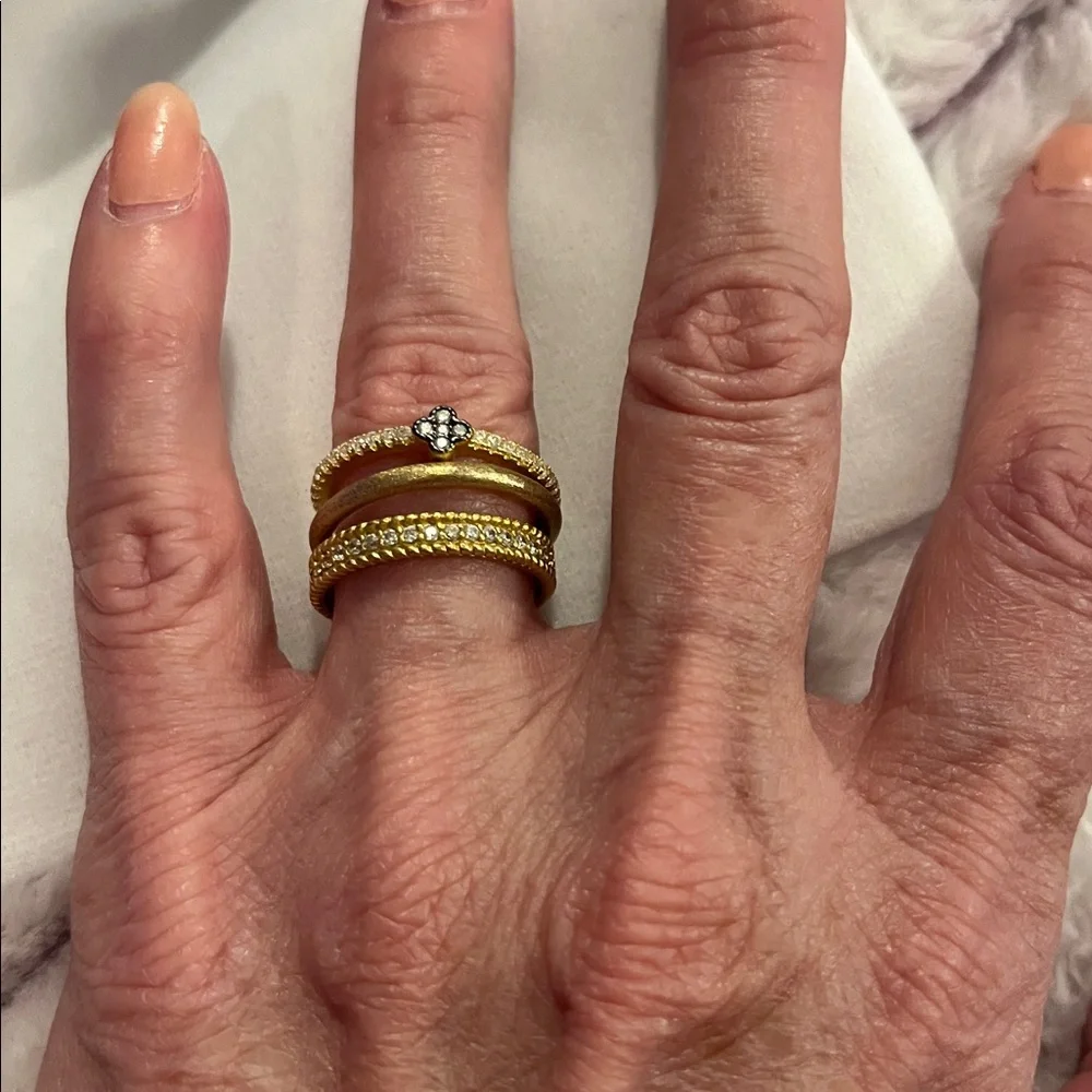 Freida Rothman Gold Rings Stacking Set.  Size 7 Branded New - Picture 2 of 4